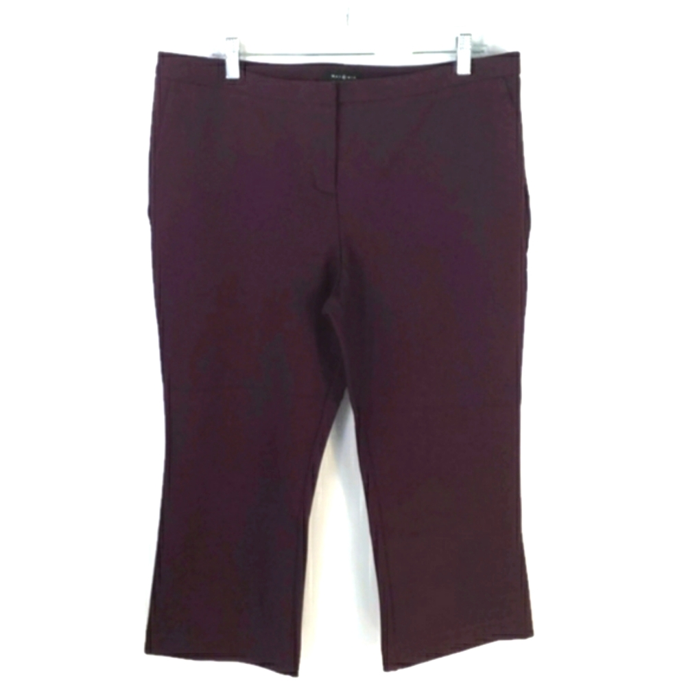 Max & Mia Burgundy Flat Front Stretch Dressy Capri Pants Womens Size XL